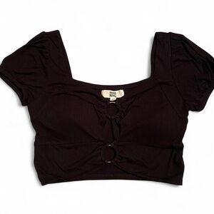 Steve Madden Black Crop Top with Ring Accents